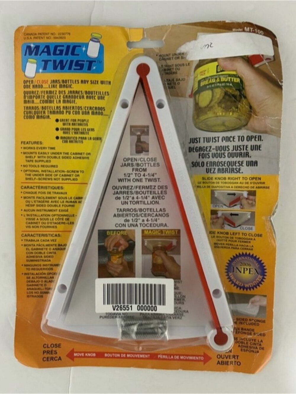 Magic Twist Jar Opener MT-100 Under Cabinet Bottle Opener Arthritis Aid